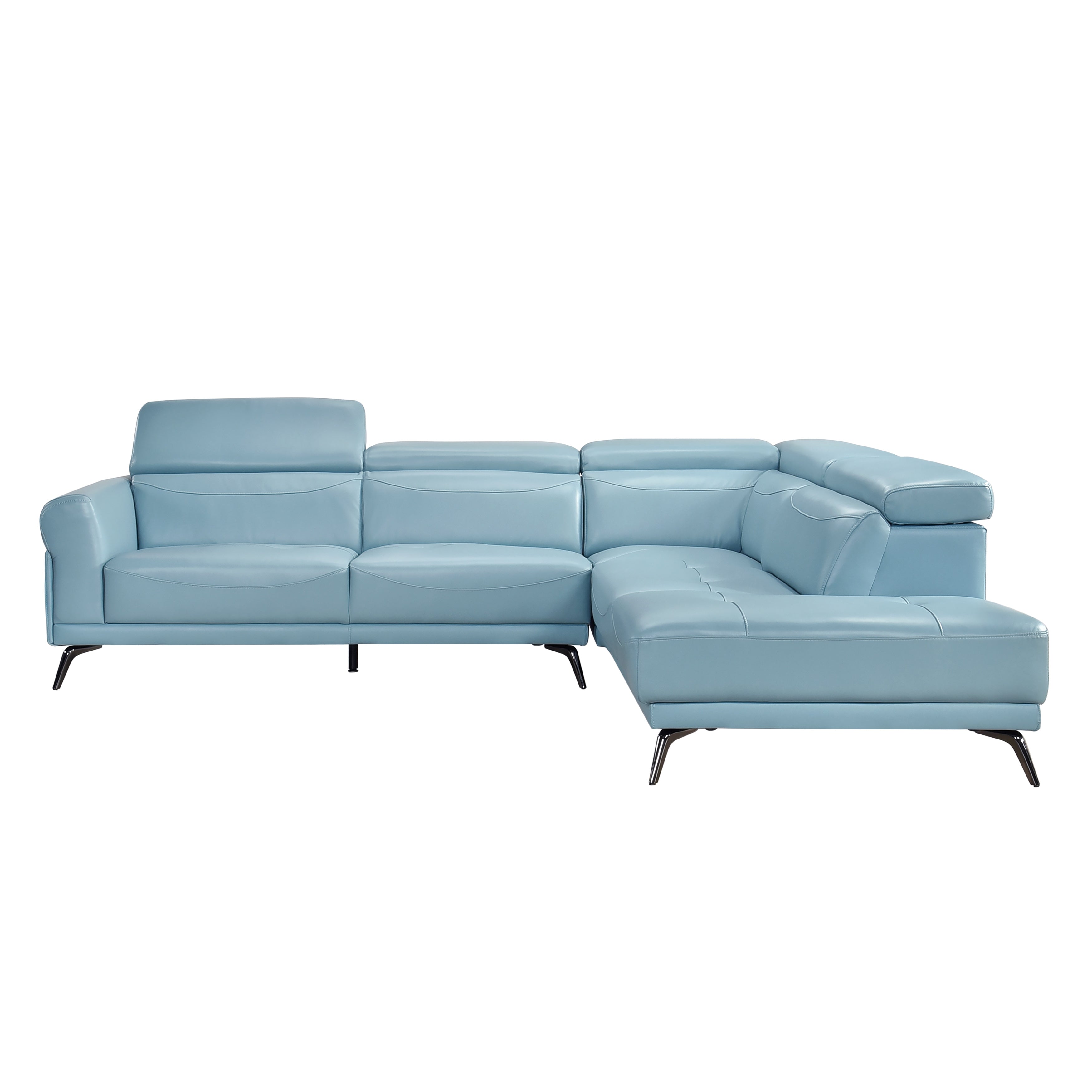 Homelegance Giselle Blue Leather 2-Piece Sectional with Right