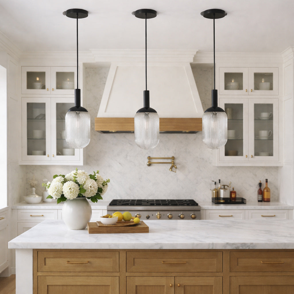 Giza Pendant Lamp - Black and Clear from Ashcroft Furniture - Luna Furniture