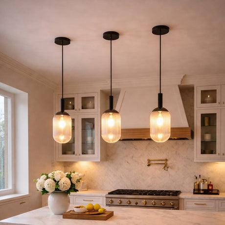 Giza Pendant Lamp - Black and Clear from Ashcroft Furniture - Luna Furniture