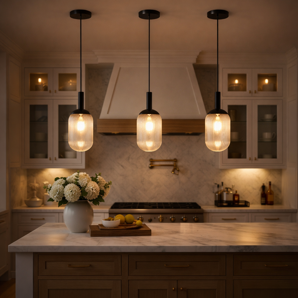 Giza Pendant Lamp - Black and Clear from Ashcroft Furniture - Luna Furniture