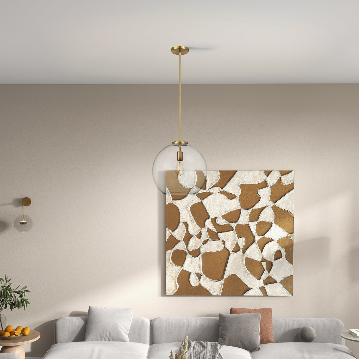 Gleam Pendant Lamp with Satin Brass and Clear Glass from Ashcroft Furniture - Luna Furniture