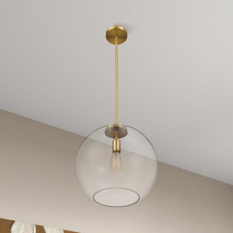 Gleam Pendant Lamp with Satin Brass and Clear Glass from Ashcroft Furniture - Luna Furniture