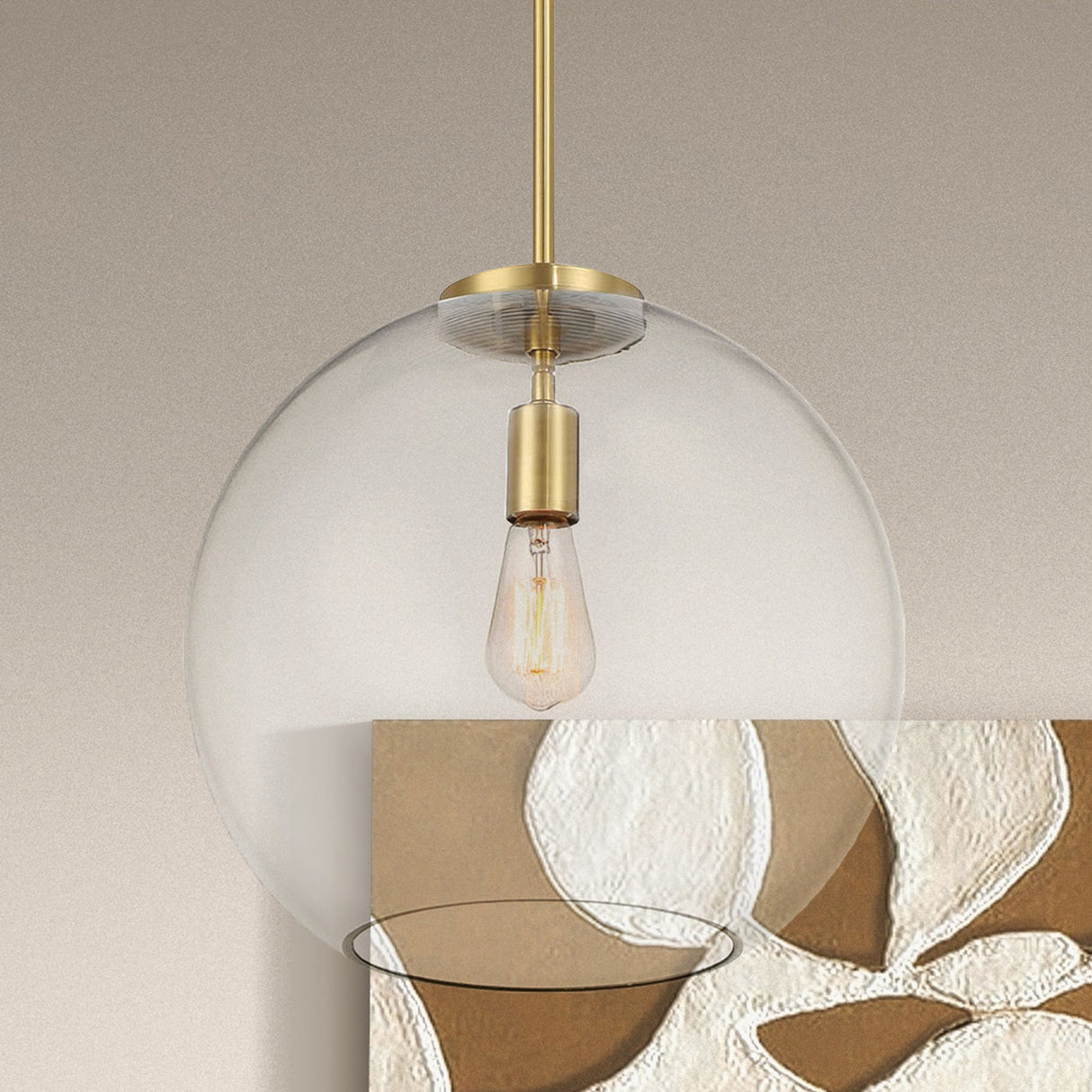 Gleam Pendant Lamp with Satin Brass and Clear Glass from Ashcroft Furniture - Luna Furniture