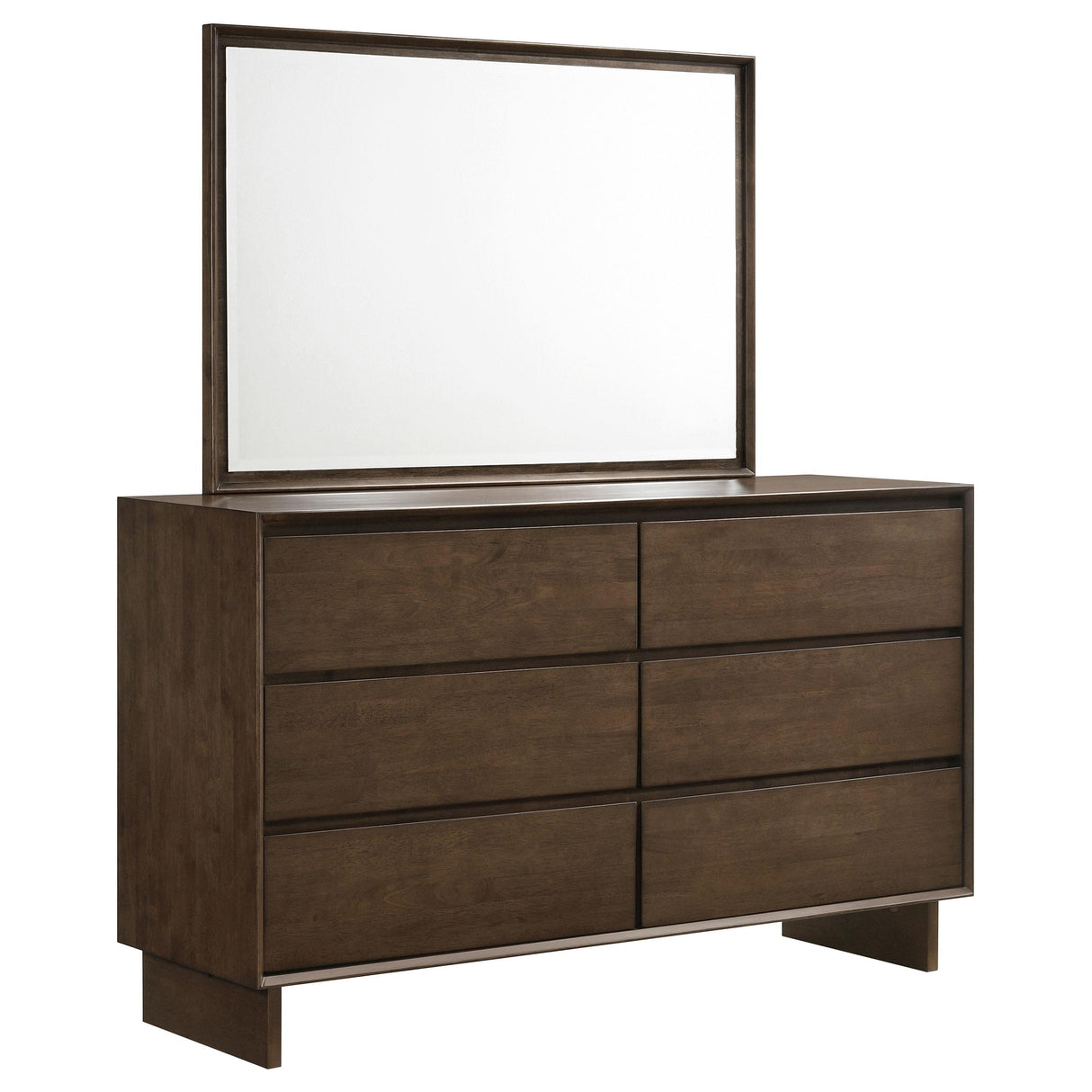 Glenwood Warm Brown 6-Drawer Dresser and Mirror from Coaster - Luna Furniture