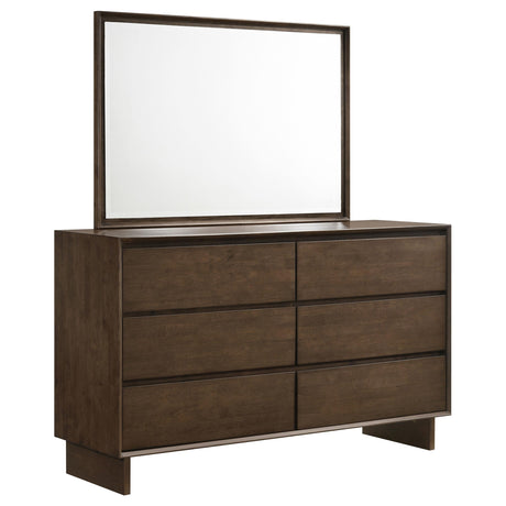 Glenwood Warm Brown 6-Drawer Dresser and Mirror from Coaster - Luna Furniture
