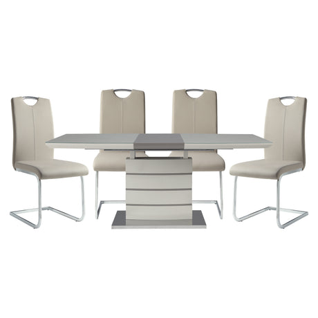 Glissand Chrome Metal/Gray 5-Piece 71" Extendable Dining Set from Homelegance - Luna Furniture