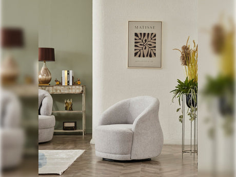 Gloria Cream Swivel Chair from Furnia - Luna Furniture