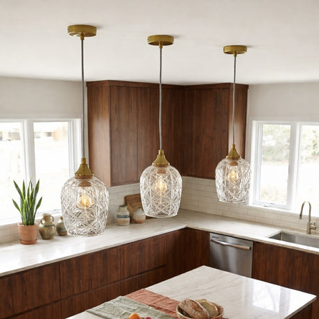 Glowline Pendant Lamp - Gold and Clear from Ashcroft Furniture - Luna Furniture