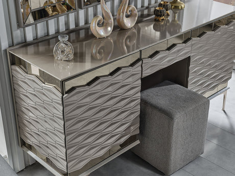 Gokce Dresser With Mirror & Ottoman from Furnia - Luna Furniture