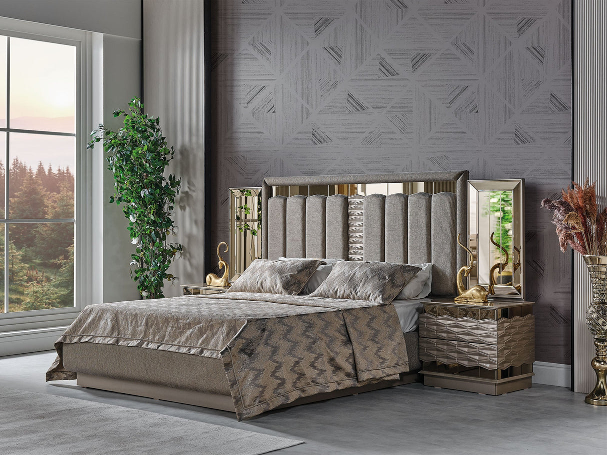 Gokce King Bed Frame With Headboard from Furnia - Luna Furniture