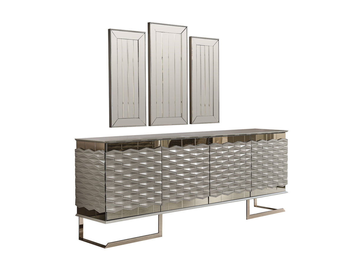 Gokce Diningroom (Consol With Mirror & Dining Table & 6 Dining Chair) from Furnia - Luna Furniture