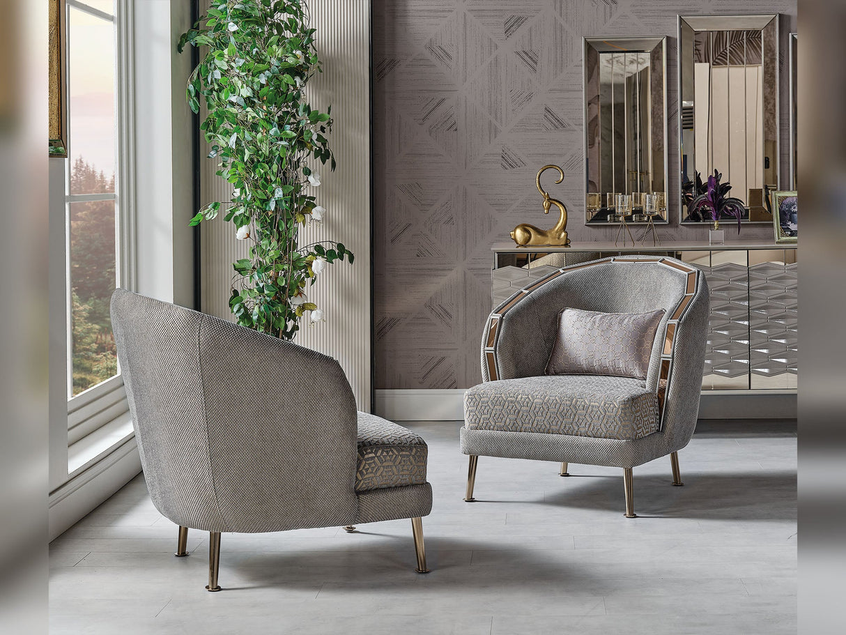 Gokce 4-pieces (2 Sofa & 2 Chair) Livingroom Set in Grey from Furnia - Luna Furniture