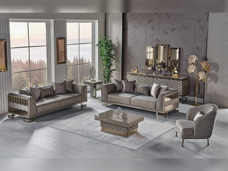 Gokce Stationary Sofa in Grey from Furnia - Luna Furniture