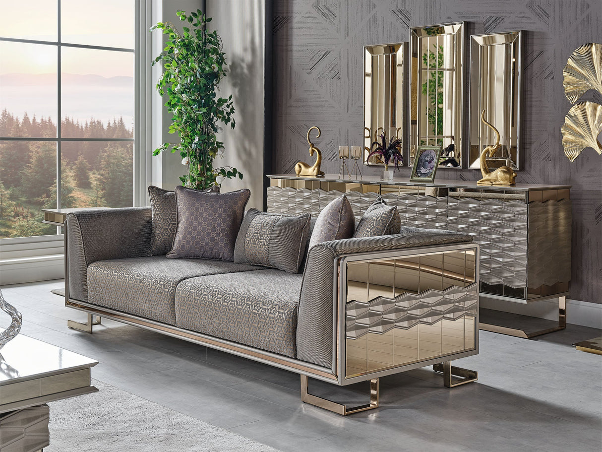 Gokce Stationary Sofa in Grey from Furnia - Luna Furniture