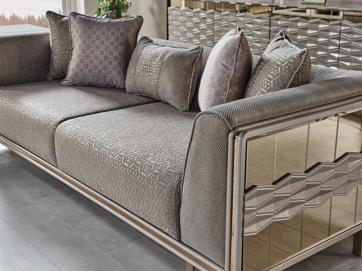 Gokce 4-pieces (2 Sofa & 2 Chair) Livingroom Set in Grey from Furnia - Luna Furniture