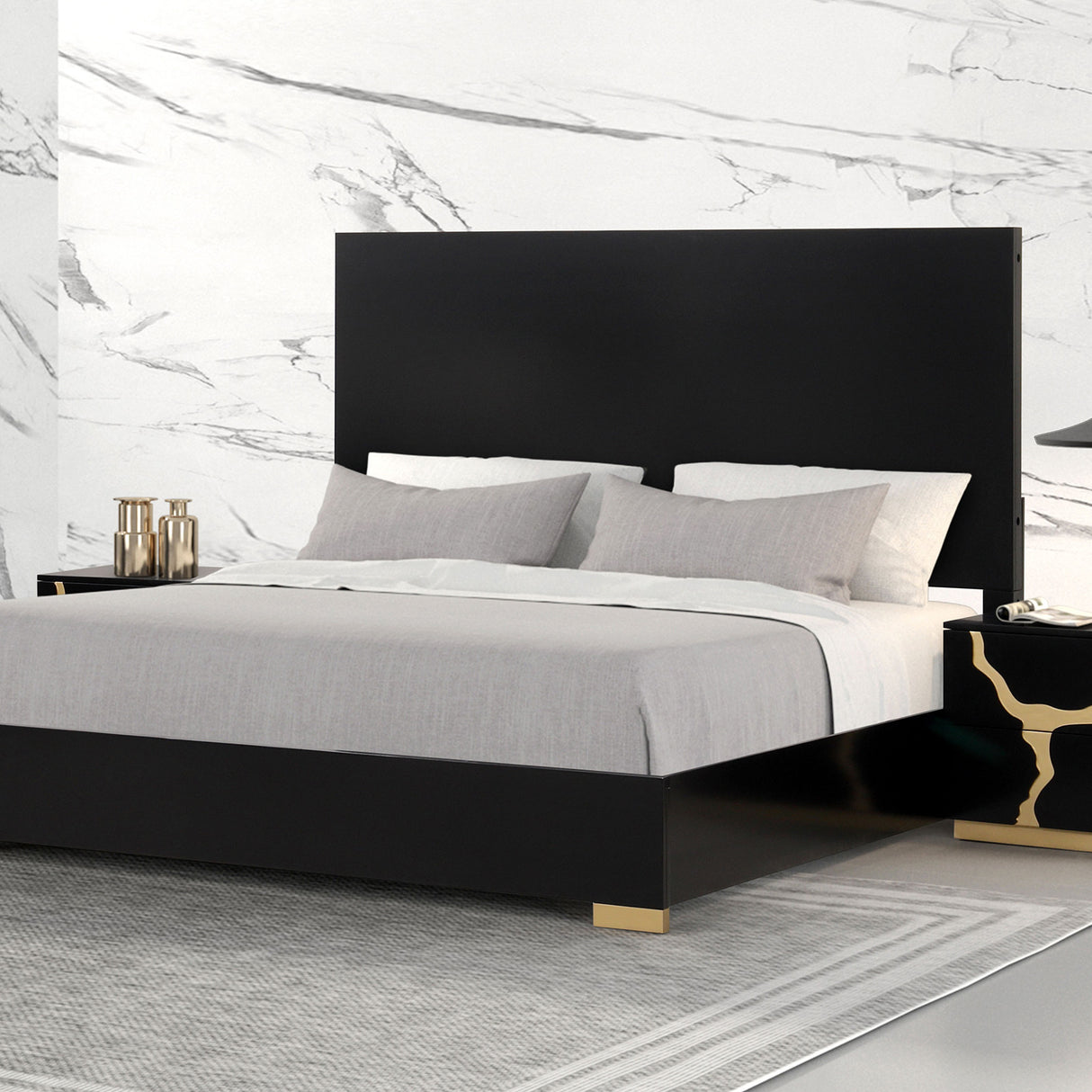 Goldsberg Black King Panel Bed from Furniture of America - Luna Furniture