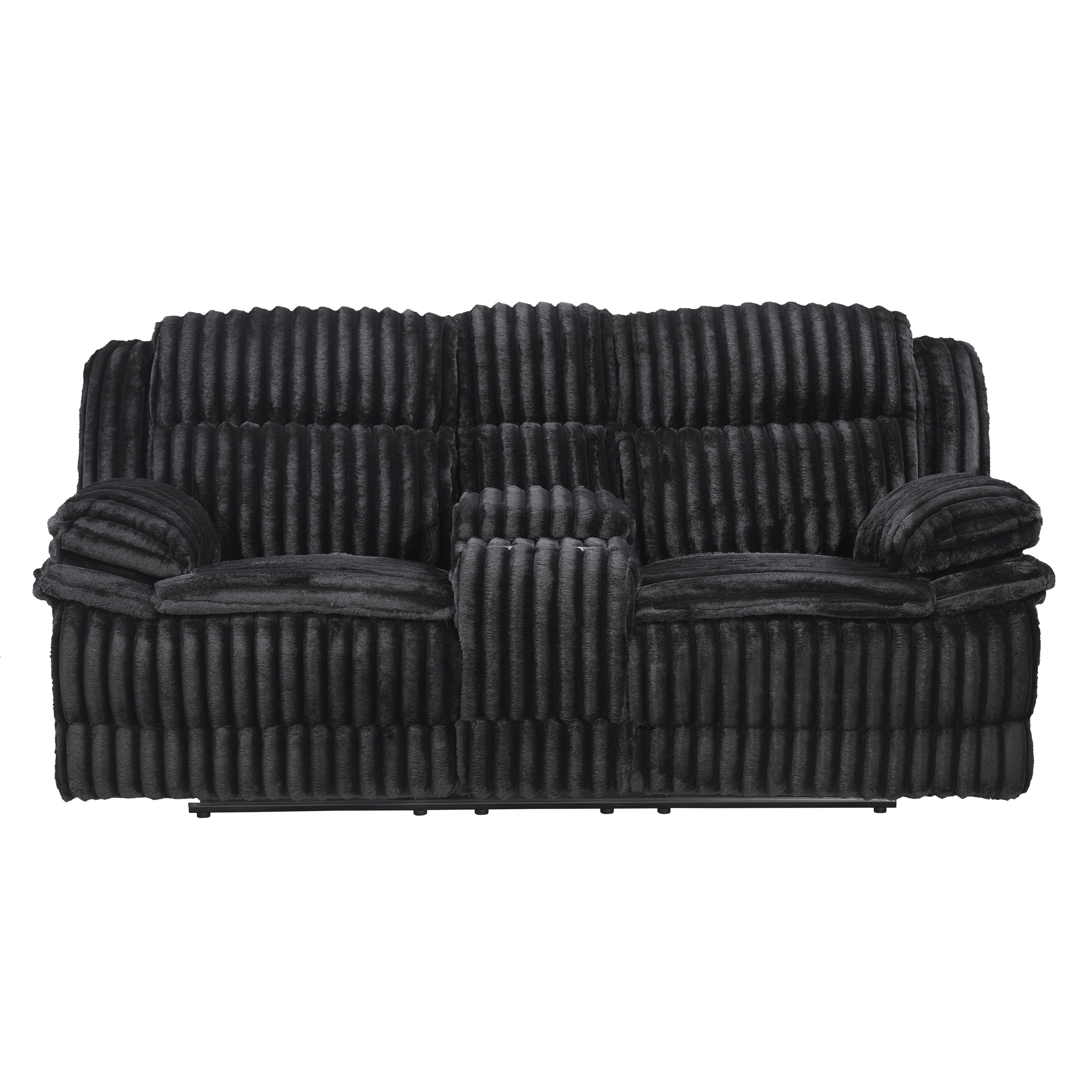 Homelegance Goodland Black Double Reclining Love Seat with Center