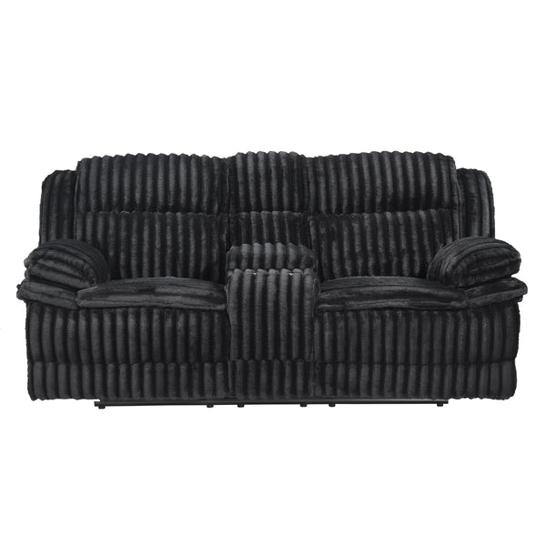 Goodland Black Double Reclining Love Seat with Center Console