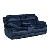 Goodland Blue Double Reclining Loveseat with Center Console from Homelegance - Luna Furniture