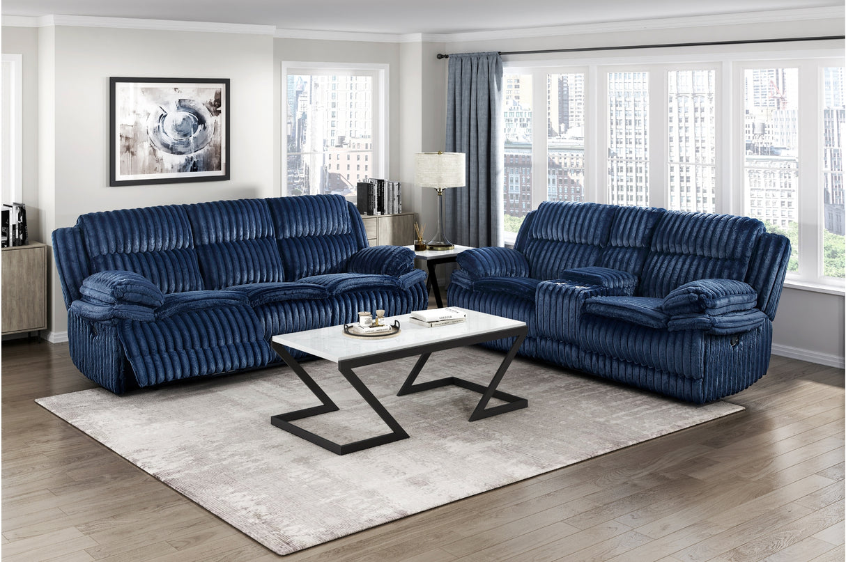 Goodland Blue Double Reclining Sofa from Homelegance - Luna Furniture