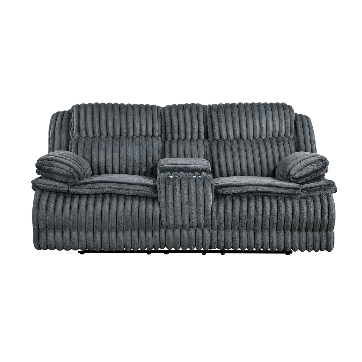 Goodland Dark Gray Double Reclining Loveseat with Center Console from Homelegance - Luna Furniture