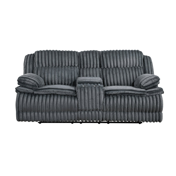Goodland Dark Gray Double Reclining Loveseat with Center Console