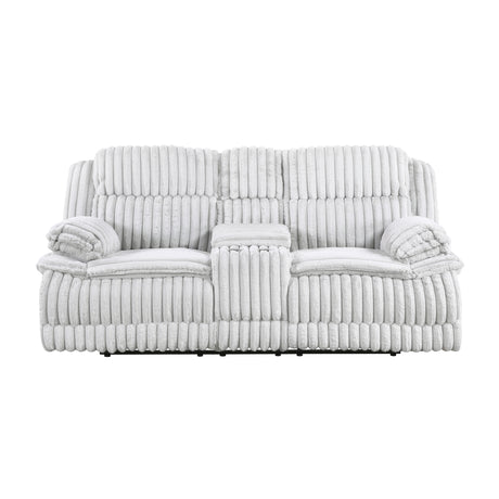 Goodland Gray Double Reclining Loveseat with Center Console from Homelegance - Luna Furniture