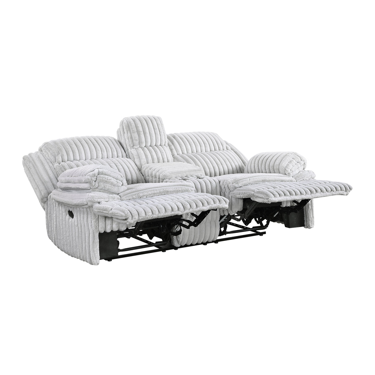 Goodland Gray Double Reclining Loveseat with Center Console from Homelegance - Luna Furniture