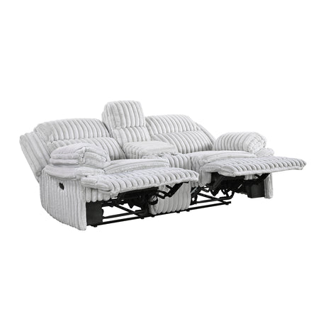 Goodland Gray Double Reclining Loveseat with Center Console from Homelegance - Luna Furniture
