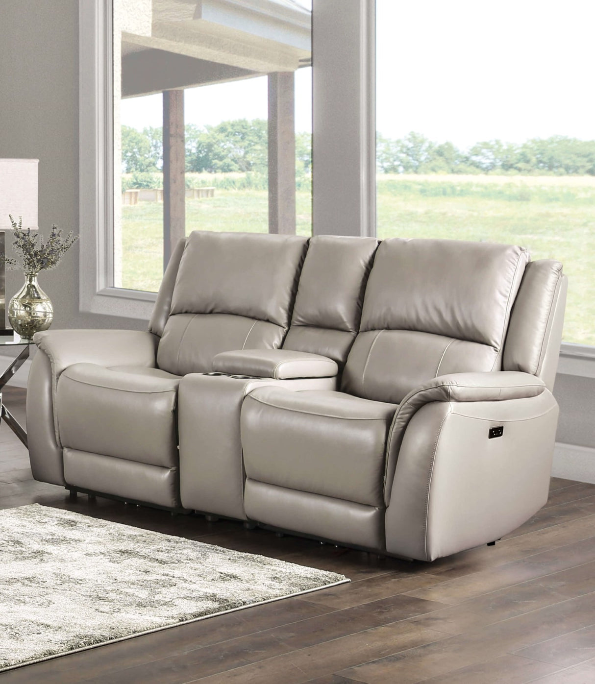 Gorgius Light Gray Power Loveseat from Furniture of America - Luna Furniture