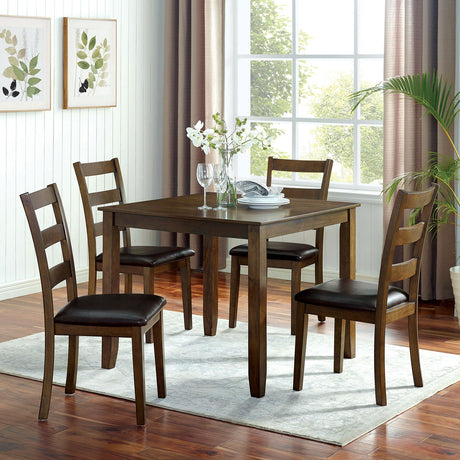 Gracefield Walnut/Dark Brown 5 Pc. Dining Table Set from Furniture of America - Luna Furniture