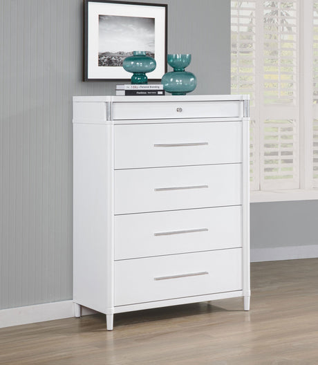 Gracemont White 5-Drawer Bedroom Chest of Drawers from Coaster - Luna Furniture