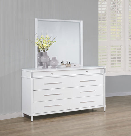 Gracemont White 8-Drawer Bedroom Dresser with Mirror from Coaster - Luna Furniture