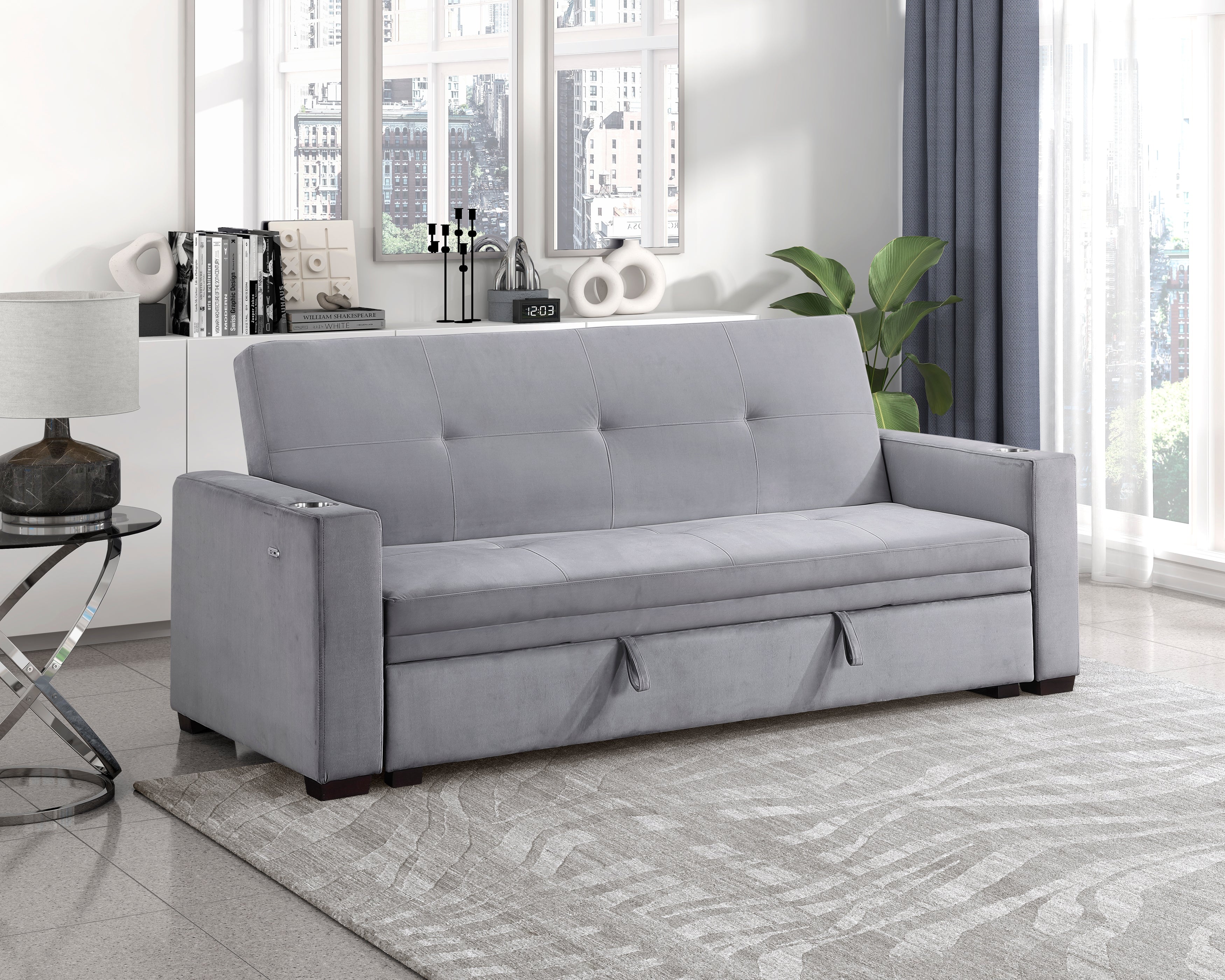 Homelegance Grady Gray Convertible Sofa with Hidden Storage – Luna