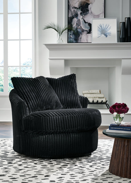 Gramwell Onyx Oversized Swivel Accent Chair from Ashley - Luna Furniture