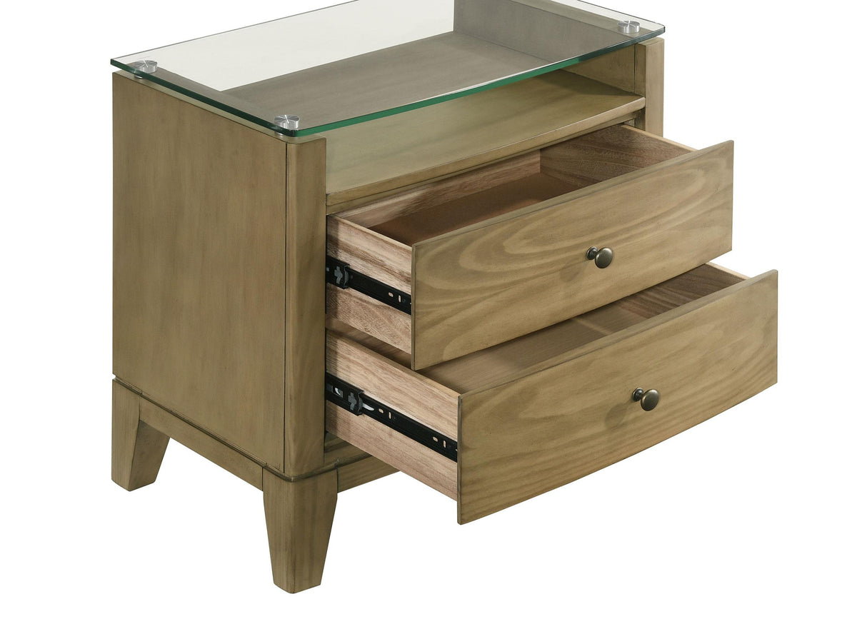 Granada Natural Pine 2-Drawer Glass Top Nightstand from Coaster - Luna Furniture