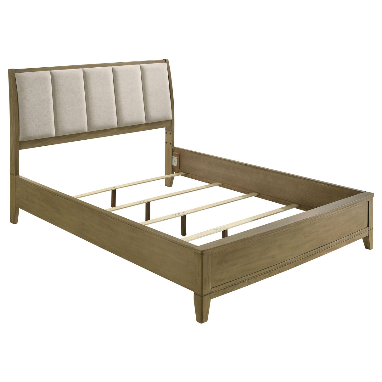 Granada Natural Pine Upholstered Eastern King Panel Bed from Coaster - Luna Furniture