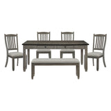 Granby Antique Gray 6-Piece Dining Set with Bench from Homelegance - Luna Furniture