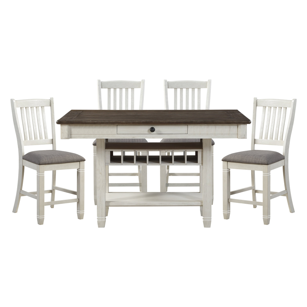 Granby Antique White 5-Piece Counter Height Set from Homelegance - Luna Furniture