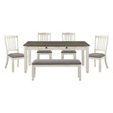 Granby Antique White 6-Piece Dining Set with Bench from Homelegance - Luna Furniture