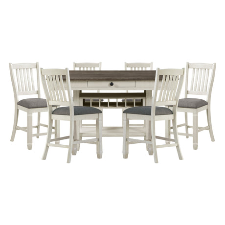 Granby Antique White 7-Piece Counter Height Set from Homelegance - Luna Furniture