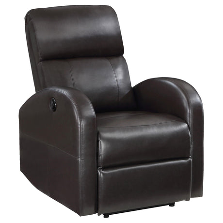 Grant Brown Upholstered Power Recliner Chair from Coaster - Luna Furniture