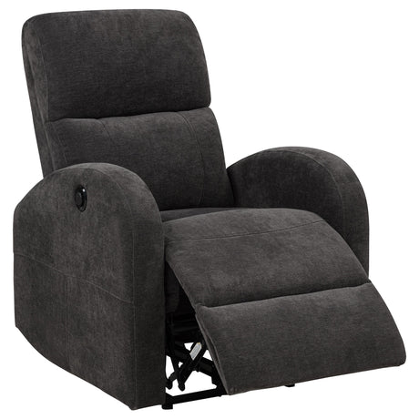 Grant Charcoal Gray Fabric Upholstered Power Recliner Chair from Coaster - Luna Furniture