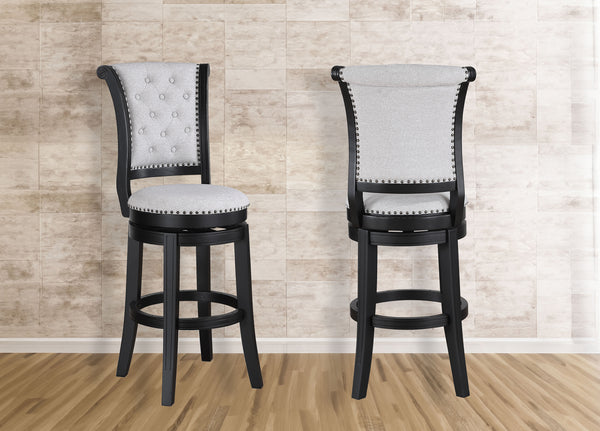Granville Dove/Black Swivel Bar Stool, Set of 2