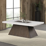 Grasten Dark Walnut/White Square Coffee Table from Furniture of America - Luna Furniture