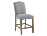Grayson 24″ Counter Stool, Upholstered with Nailhead, Gray from Steve Silver - Luna Furniture