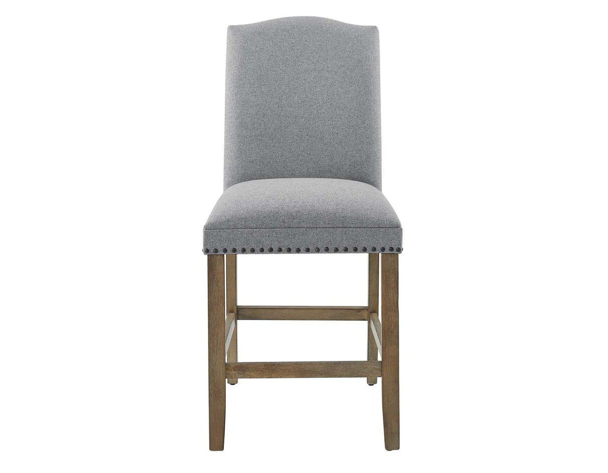 Grayson 24″ Counter Stool, Upholstered with Nailhead, Gray from Steve Silver - Luna Furniture
