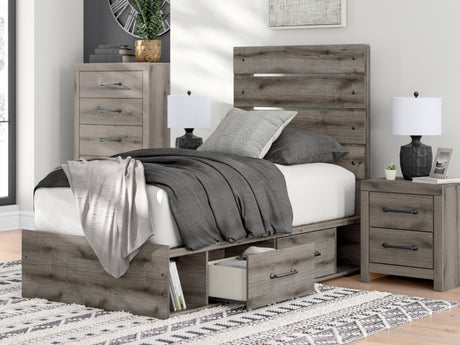 Graystorm Brown Gray Twin Storage Platform Bed with 4 Drawers from Ashley - Luna Furniture