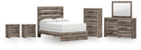Graystorm Full Panel Bed with Mirrored Dresser, Chest and 2 Nightstands in Brown Gray from Ashley Furniture - Luna Furniture