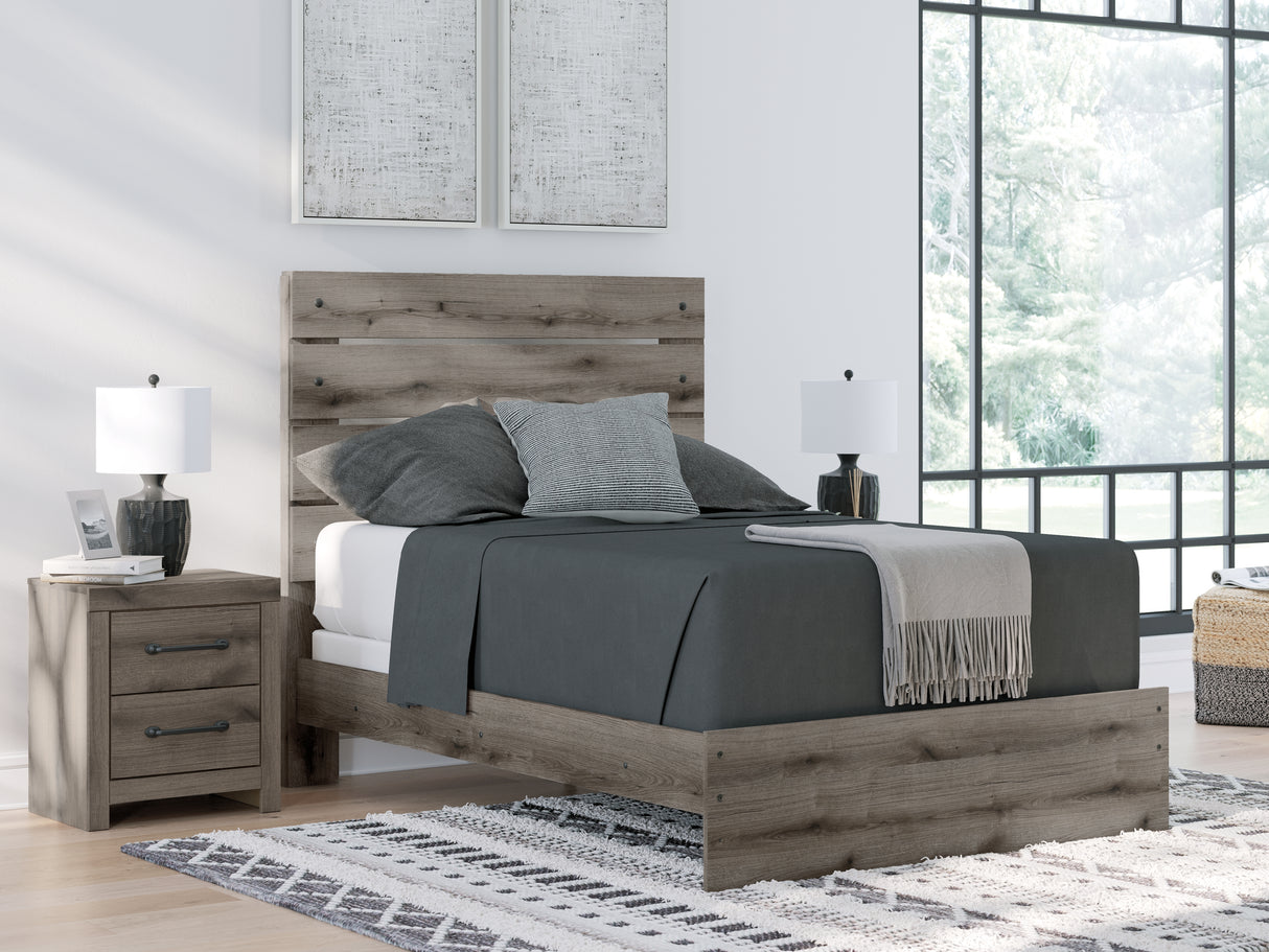 Graystorm Full Panel Bed with Mirrored Dresser and Chest in Brown Gray from Ashley - Luna Furniture